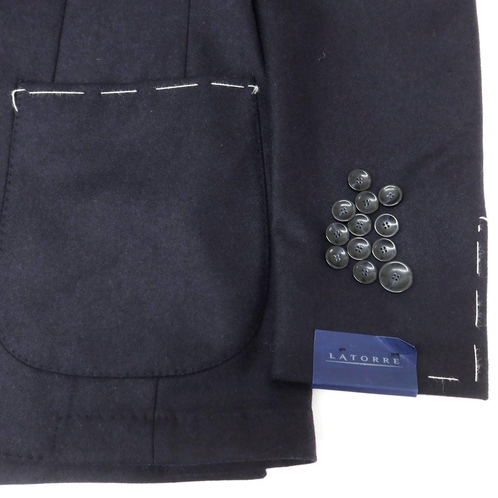 【新品】サルトリア ラトーレ SARTORIA LATORRE ウールカシミヤ テーラードジャケット ダークネイビー【 44 】【 状態ランクN 】【 メンズ 】