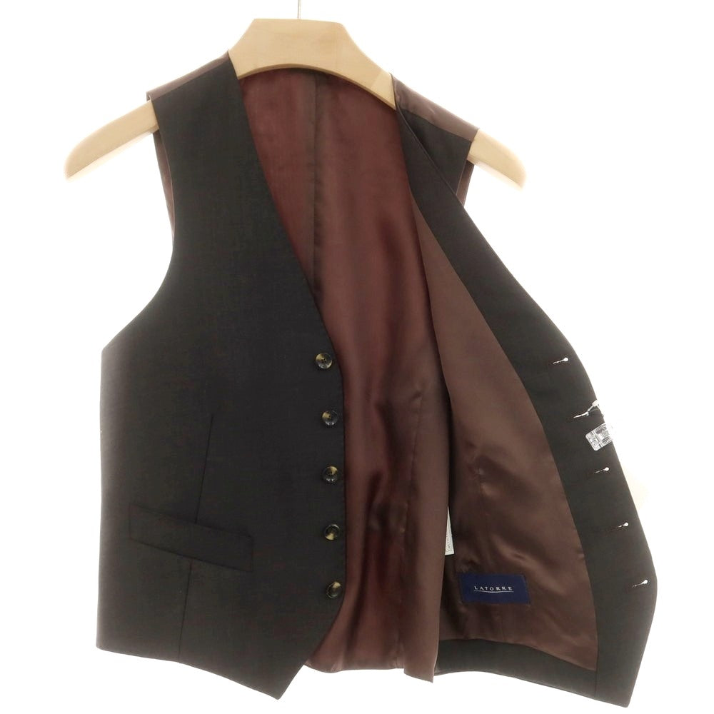 【新品】サルトリア ラトーレ SARTORIA LATORRE ウール ジレ ベスト グレイッシュダークブラウン【 44 】【 状態ランクN 】【 メンズ 】