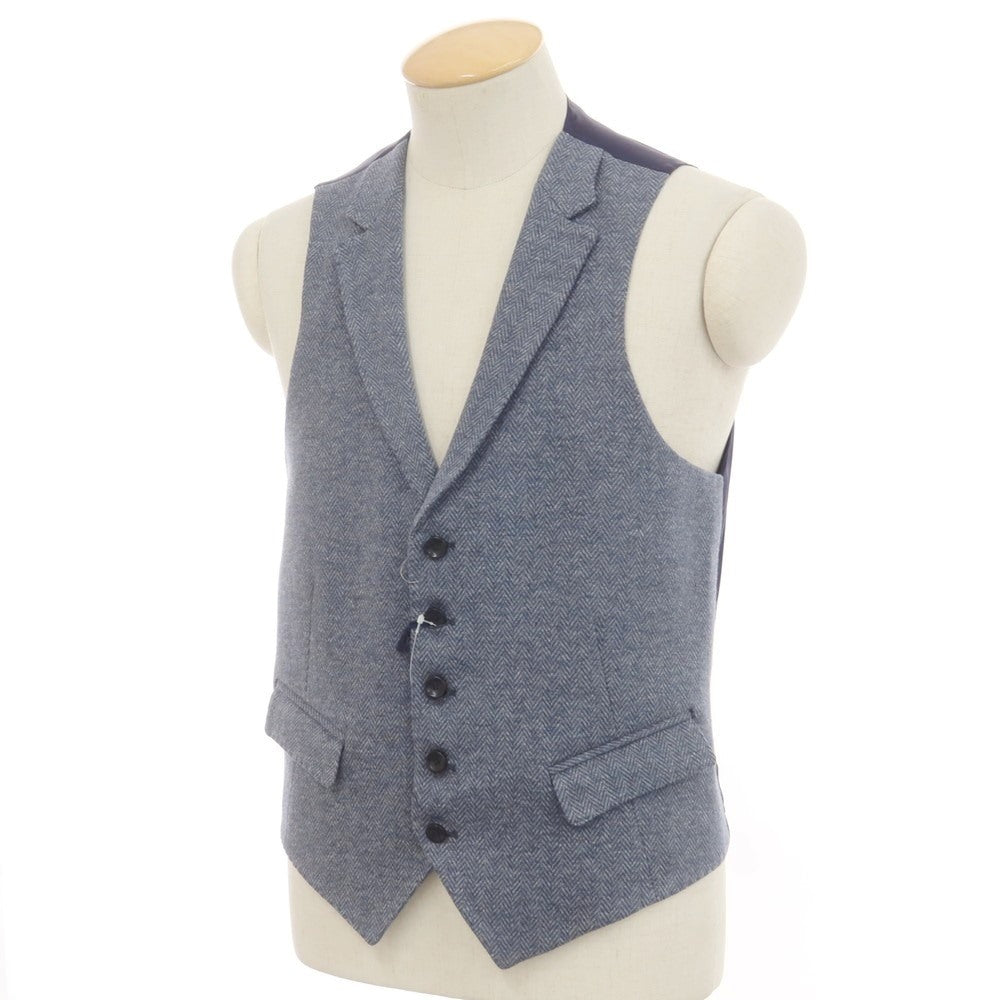 【新品】サルトリア ラトーレ SARTORIA LATORRE コットンウール ジレ ベスト グレーxブルー系【 44 】【 状態ランクN 】【 メンズ 】