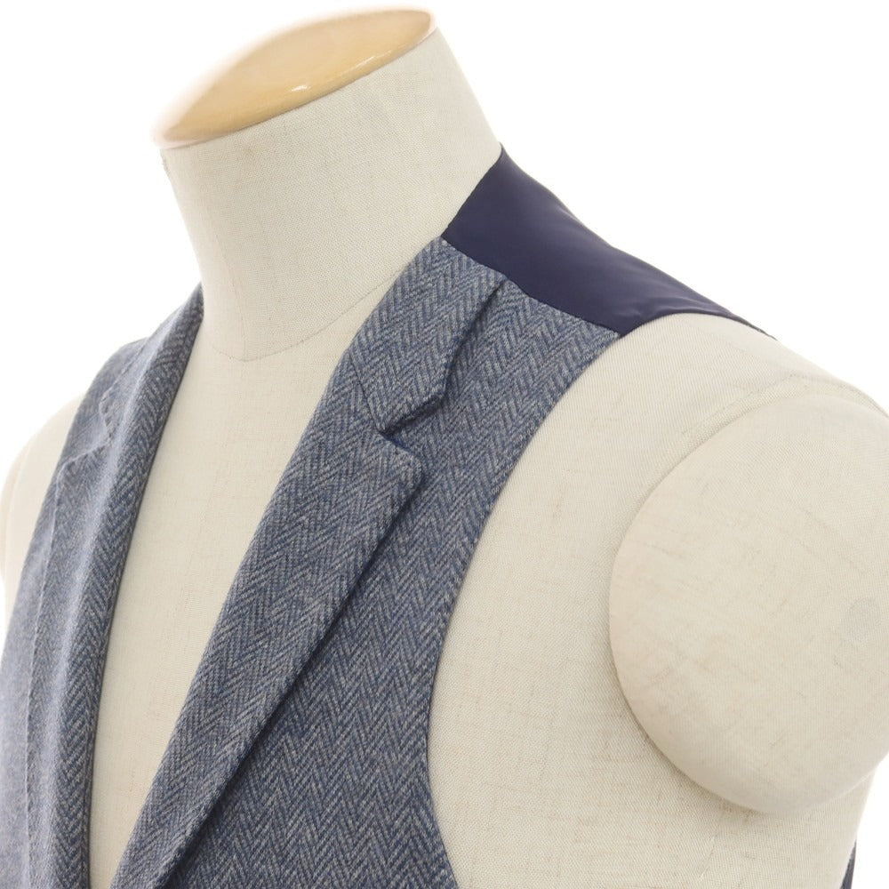 【新品】サルトリア ラトーレ SARTORIA LATORRE コットンウール ジレ ベスト グレーxブルー系【 44 】【 状態ランクN 】【 メンズ 】