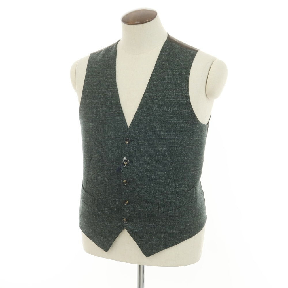 【新品】サルトリア ラトーレ SARTORIA LATORRE ウール ジレ ベスト グリーンxダークオリーブ【 50 】【 状態ランクN 】【 メンズ 】