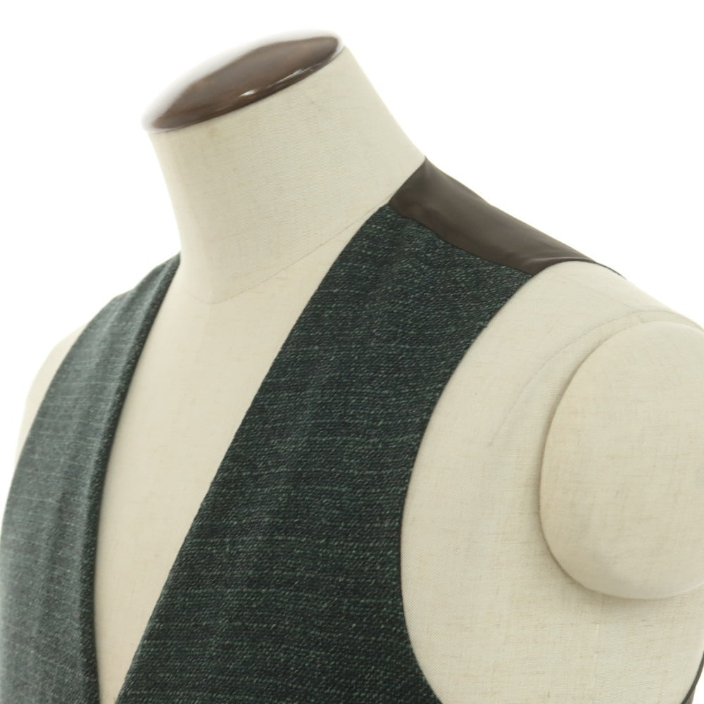 【新品】サルトリア ラトーレ SARTORIA LATORRE ウール ジレ ベスト グリーンxダークオリーブ【 50 】【 状態ランクN 】【 メンズ 】