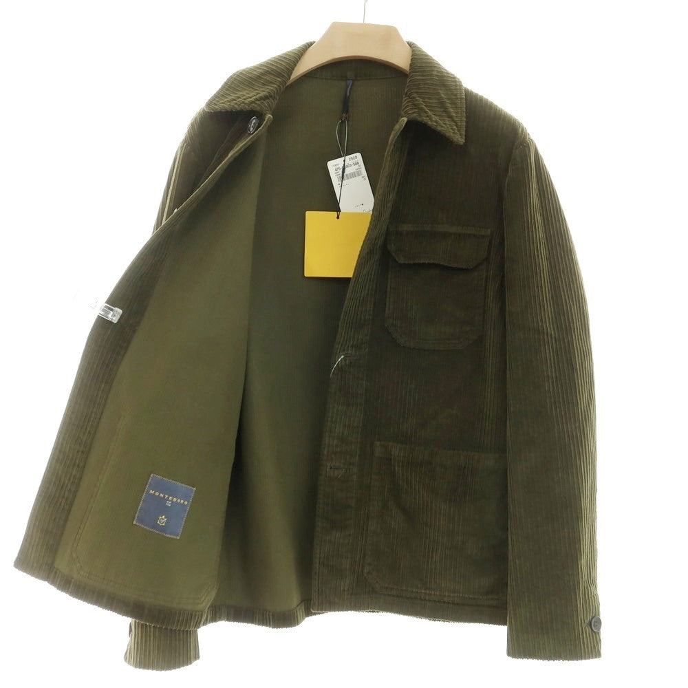 【新品】モンテドーロ Montedoro ストレッチコーデュロイ カバーオール ジャケット オリーブ【 50 】【 状態ランクN 】【 メンズ 】