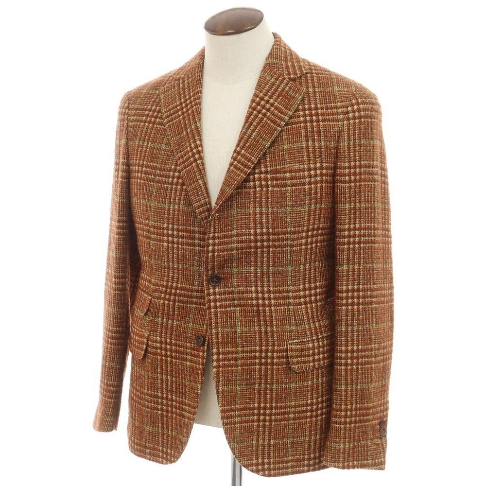 【新品】モンテドーロ Montedoro ウールナイロン チェック カジュアルジャケット ブラウンxグリーン【 50 】【 状態ランクN 】【 メンズ 】