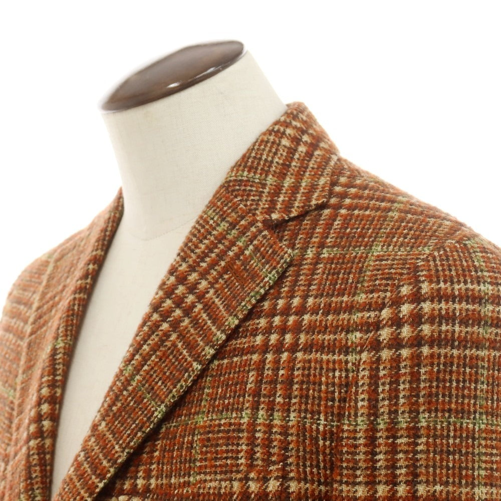 【新品】モンテドーロ Montedoro ウールナイロン チェック カジュアルジャケット ブラウンxグリーン【 50 】【 状態ランクN 】【 メンズ 】