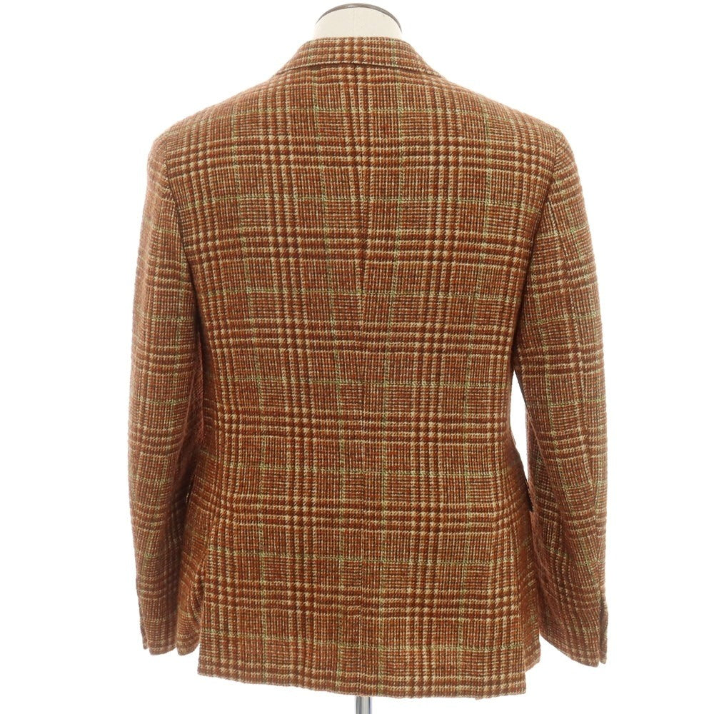 【新品】モンテドーロ Montedoro ウールナイロン チェック カジュアルジャケット ブラウンxグリーン【 50 】【 状態ランクN 】【 メンズ 】