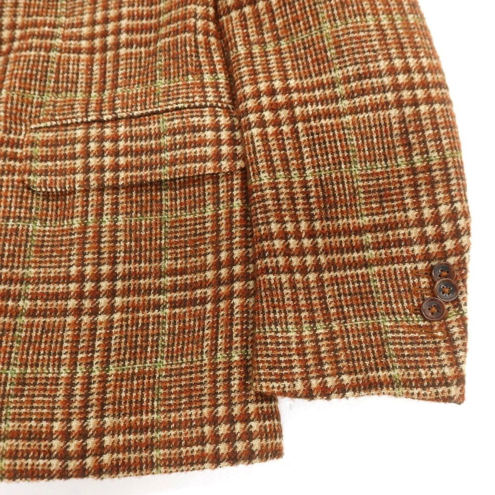 【新品】モンテドーロ Montedoro ウールナイロン チェック カジュアルジャケット ブラウンxグリーン【 50 】【 状態ランクN 】【 メンズ 】