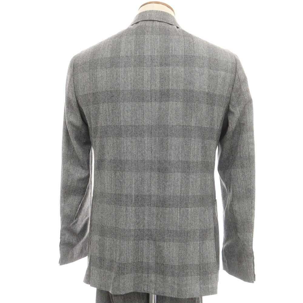 【新品】バルバ BARBA ウール グレンチェック ダブルスーツ グレー【 48 】【 状態ランクN 】【 メンズ 】