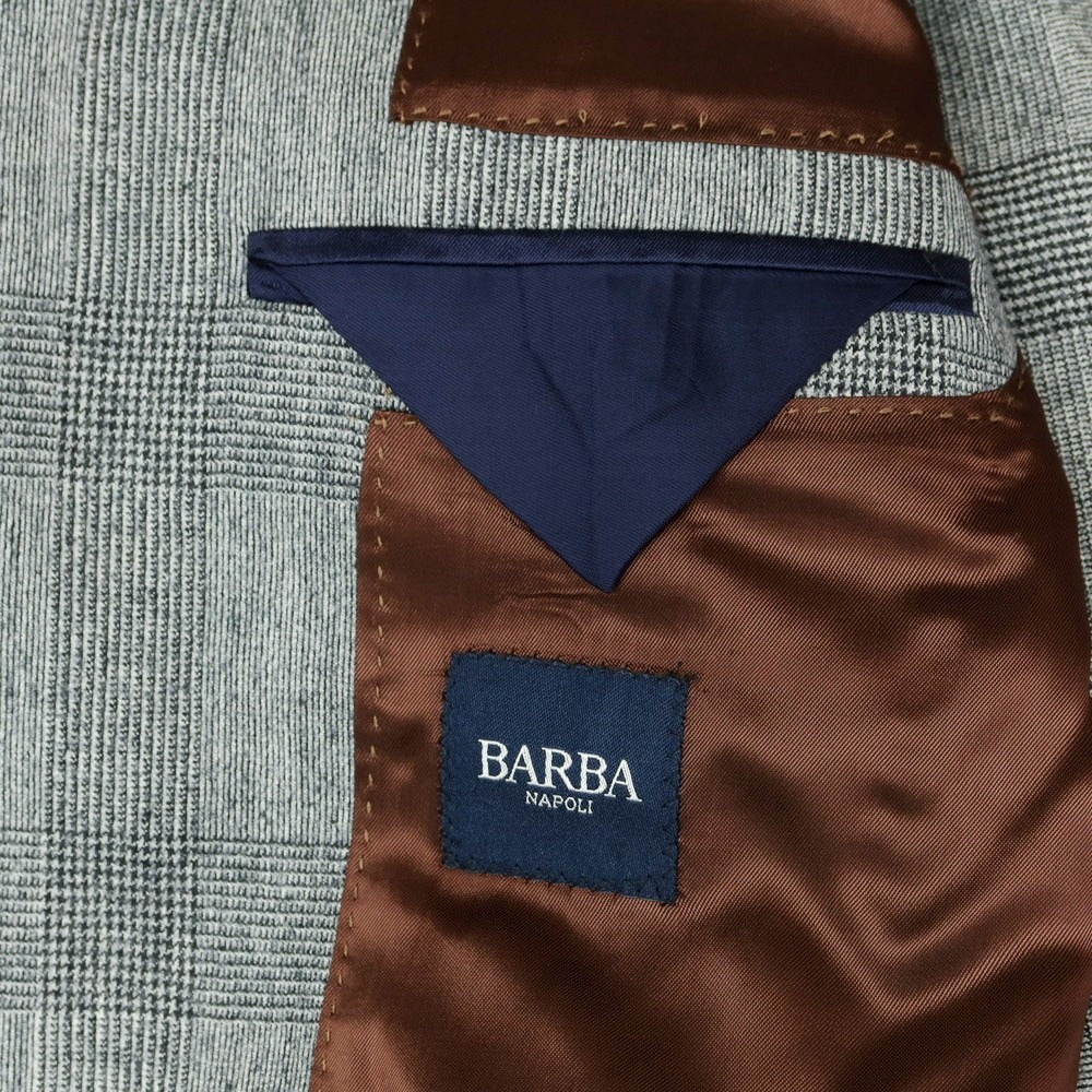 【新品】バルバ BARBA ウール グレンチェック ダブルスーツ グレー【 48 】【 状態ランクN 】【 メンズ 】