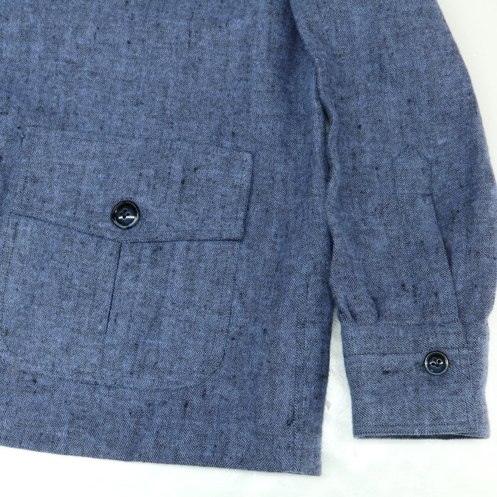 【新品】バルバ ダンディライフ BARBA DANDY LIFE ヘリンボーン織コットン サファリジャケット ブルー【 46 】【 状態ランクN 】【 メンズ 】