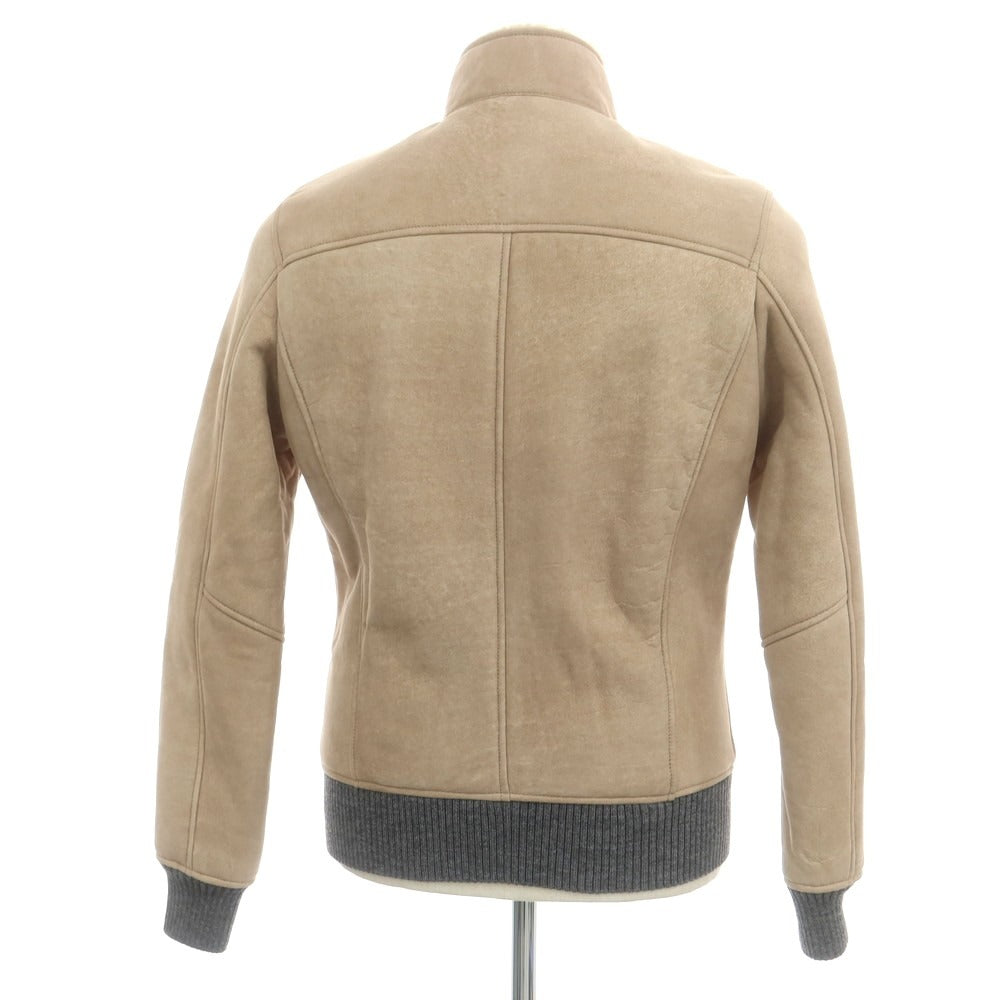 【新品】バルバ BARBA ムートンレザー ジップアップブルゾン ベージュ【 48 】【 状態ランクN 】【 メンズ 】