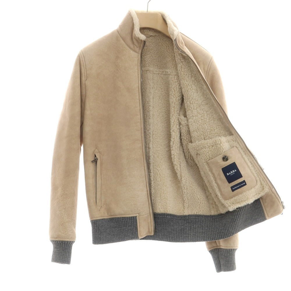 【新品】バルバ BARBA ムートンレザー ジップアップブルゾン ベージュ【 48 】【 状態ランクN 】【 メンズ 】