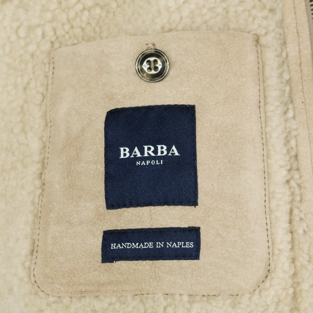 【新品】バルバ BARBA ムートンレザー ジップアップブルゾン ベージュ【 48 】【 状態ランクN 】【 メンズ 】