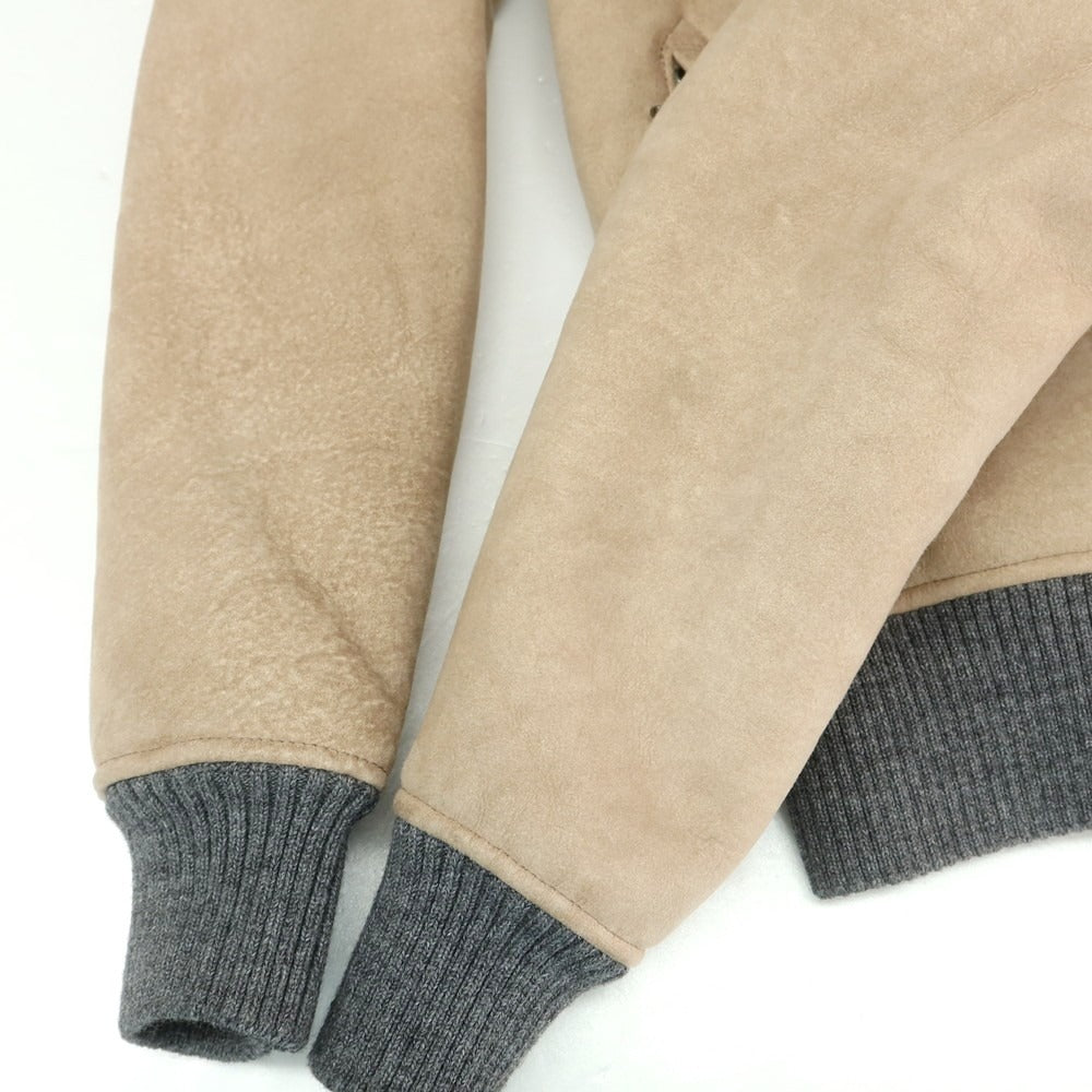 【新品】バルバ BARBA ムートンレザー ジップアップブルゾン ベージュ【 48 】【 状態ランクN 】【 メンズ 】