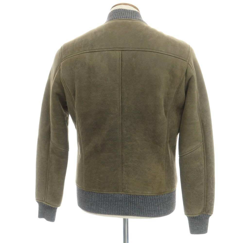 【新品】バルバ BARBA ムートンレザー ジップアップブルゾン オリーブ【 48 】【 状態ランクN 】【 メンズ 】