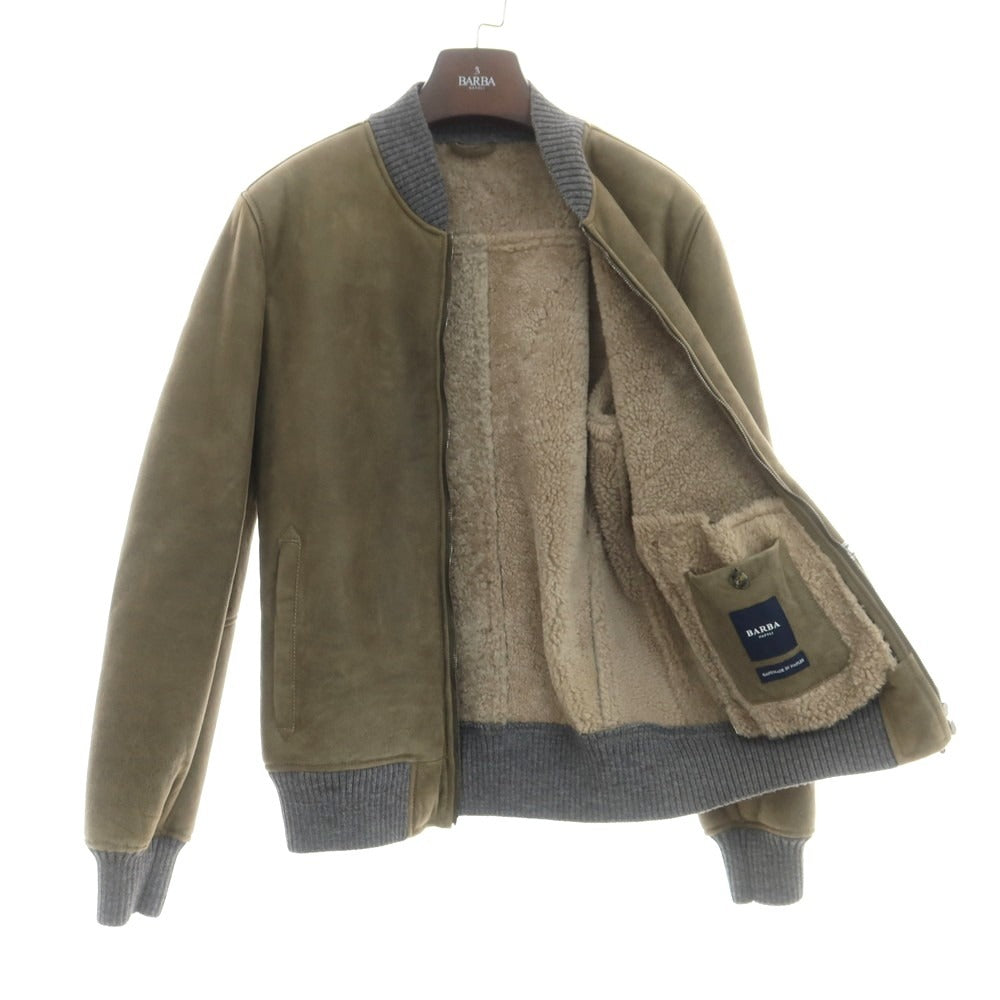 【新品】バルバ BARBA ムートンレザー ジップアップブルゾン オリーブ【 48 】【 状態ランクN 】【 メンズ 】