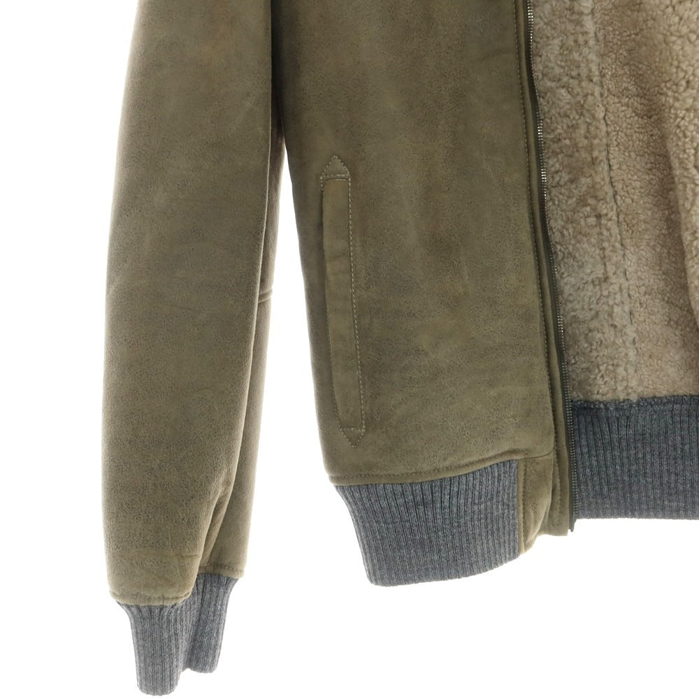 【新品】バルバ BARBA ムートンレザー ジップアップブルゾン オリーブ【 48 】【 状態ランクN 】【 メンズ 】