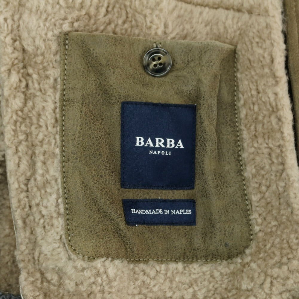 【新品】バルバ BARBA ムートンレザー ジップアップブルゾン オリーブ【 48 】【 状態ランクN 】【 メンズ 】