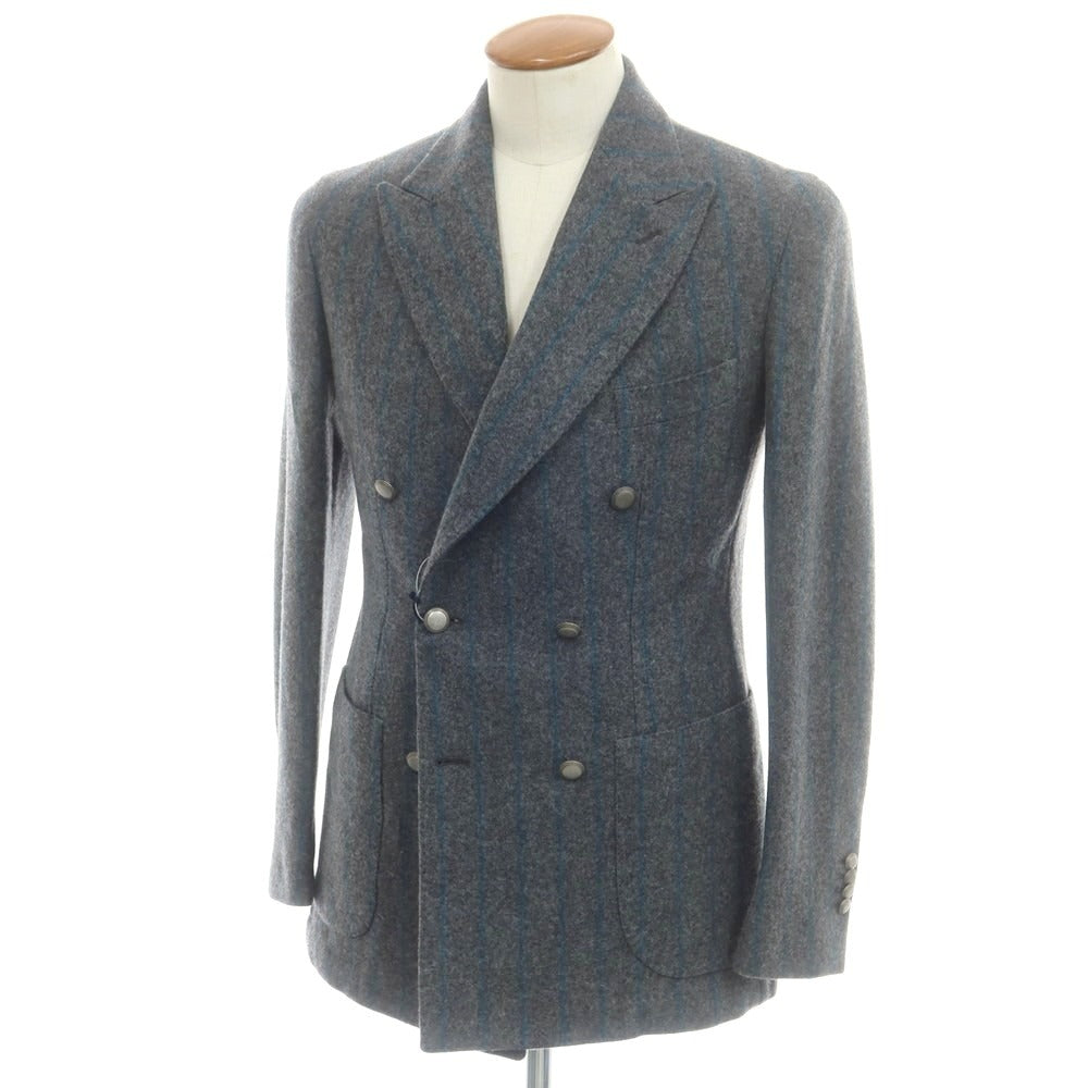 【新品】バルバ BARBA Dynamic Jacket ウールジャージー テーラードジャケット グレーxブルー【 48 】【 状態ランクN 】【 メンズ 】