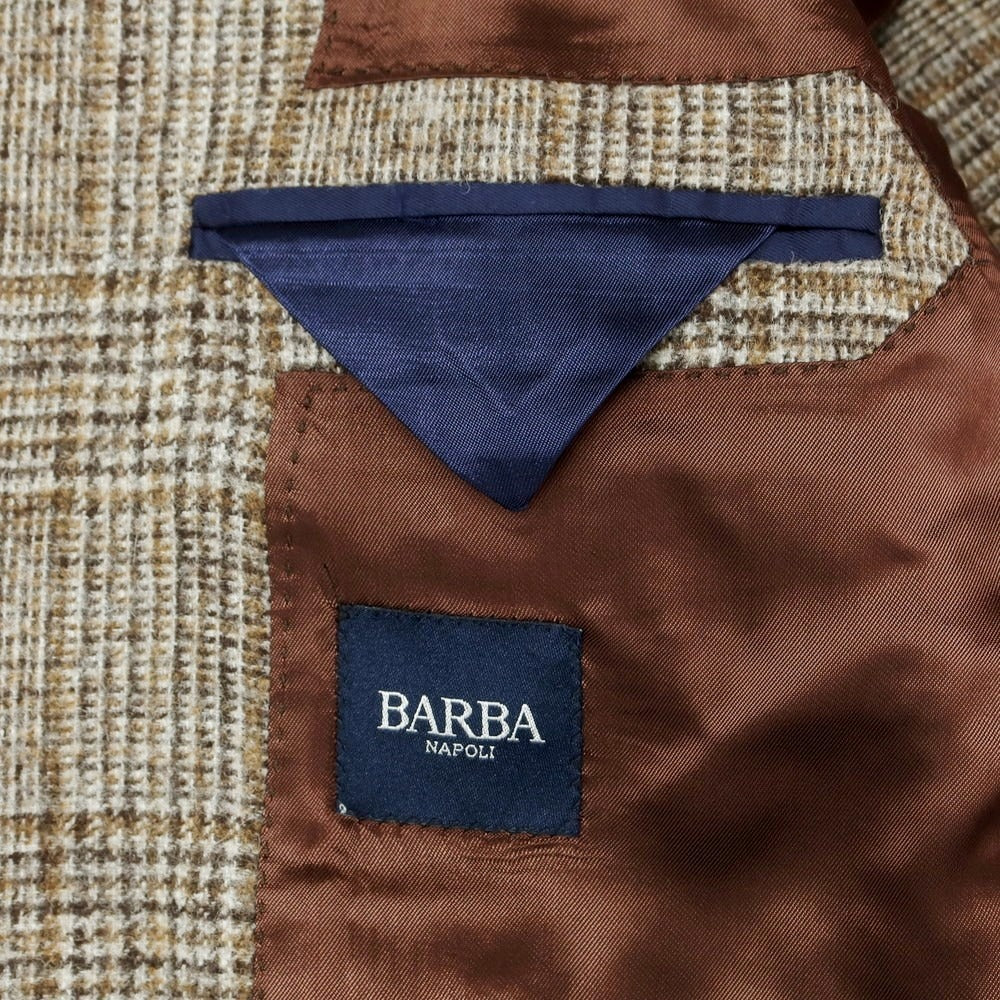 【新品アウトレット】バルバ BARBA アルパカウール チェック テーラードジャケット グレーxカーキ【 50 】【 状態ランクN- 】【 メンズ 】