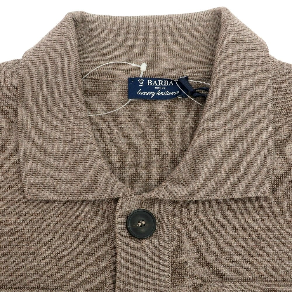 【新品】バルバ BARBA ウール シャツ型 ニット  カーディガン アッシュブラウン系【 50 】【 状態ランクN 】【 メンズ 】