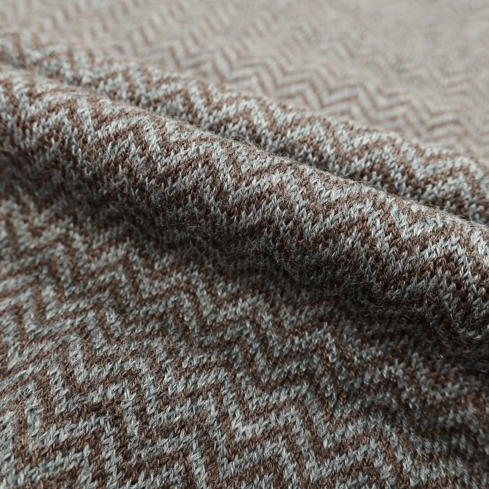 【新品】バルバ BARBA ハイゲージ ウールシルク ハーフジップ 長袖  ポロニット ブラウンxグレー【 50 】【 状態ランクN 】【 メンズ 】