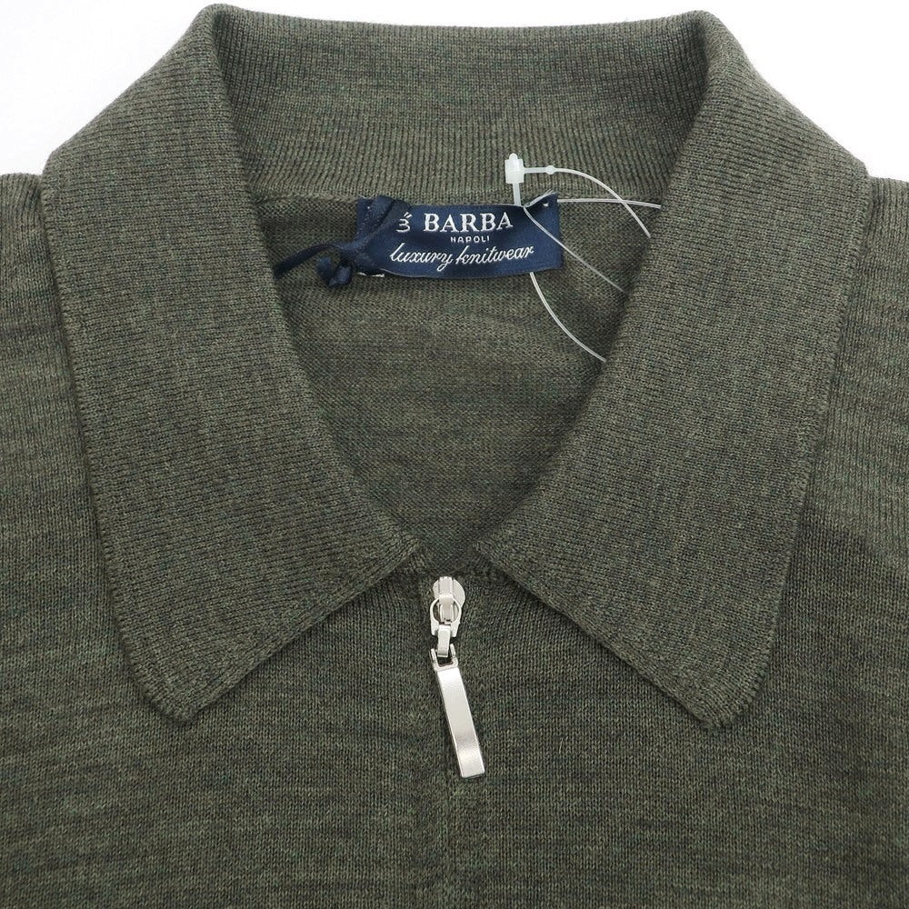 【新品】バルバ BARBA ハイゲージ ウール ハーフジップ 長袖  ポロニット オリーブ【 50 】【 状態ランクN 】【 メンズ 】