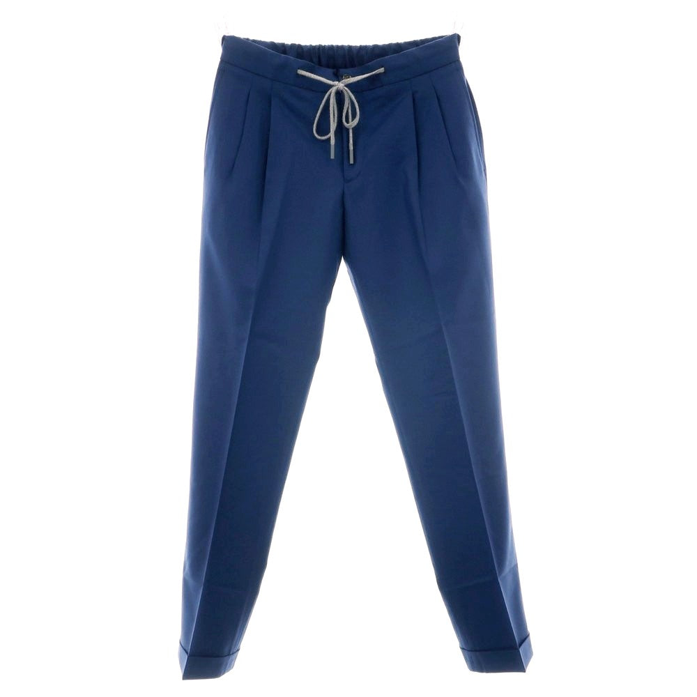 【新品】バルバ BARBA ROMA ウール  イージースラックスパンツ ネイビーブルー【 48 】【 状態ランクN 】【 メンズ 】