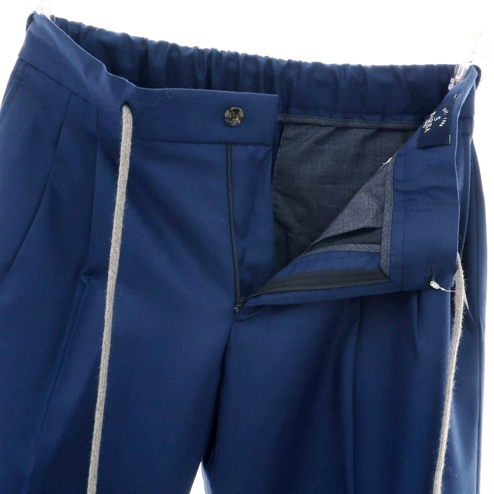 【新品】バルバ BARBA ROMA ウール  イージースラックスパンツ ネイビーブルー【 48 】【 状態ランクN 】【 メンズ 】