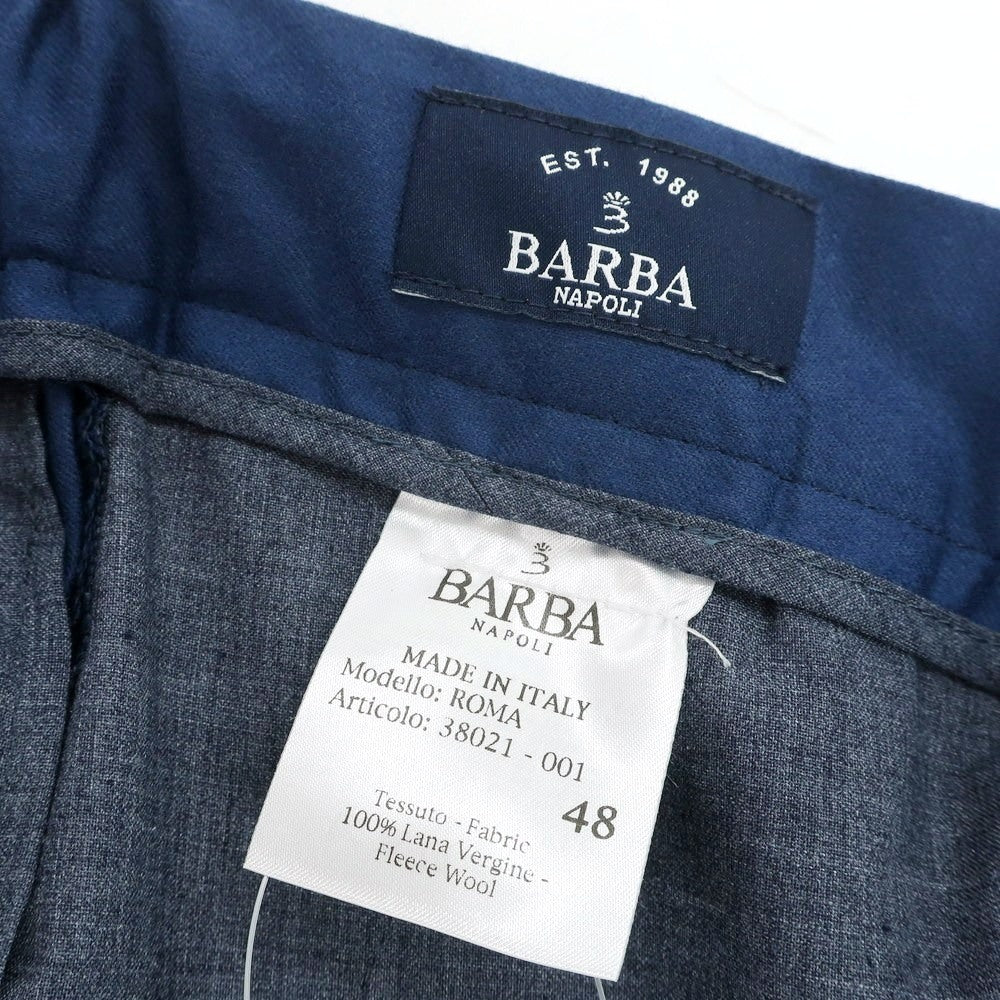 【新品】バルバ BARBA ROMA ウール イージースラックスパンツ ネイビーブルー【 48 】【 状態ランクN 】【 メンズ 】