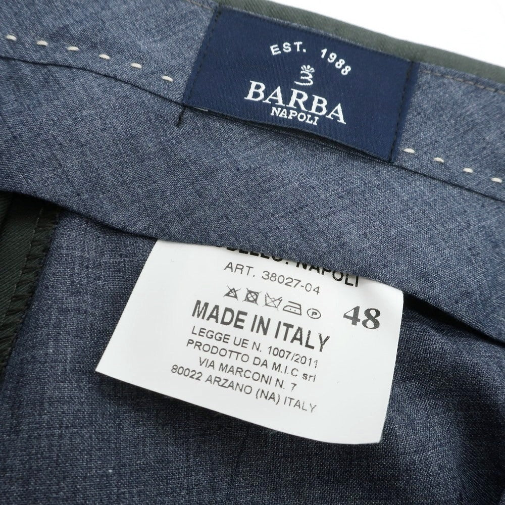 【新品】バルバ BARBA NAPOLI ウールカシミヤ ドレススラックスパンツ ダークグリーン系【 48 】【 状態ランクN 】【 メンズ 】