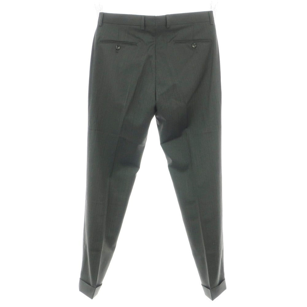 【新品】バルバ BARBA MILANO ウール ドレススラックスパンツ ダークオリーブxブラック【 48 】【 状態ランクN 】【 メンズ 】