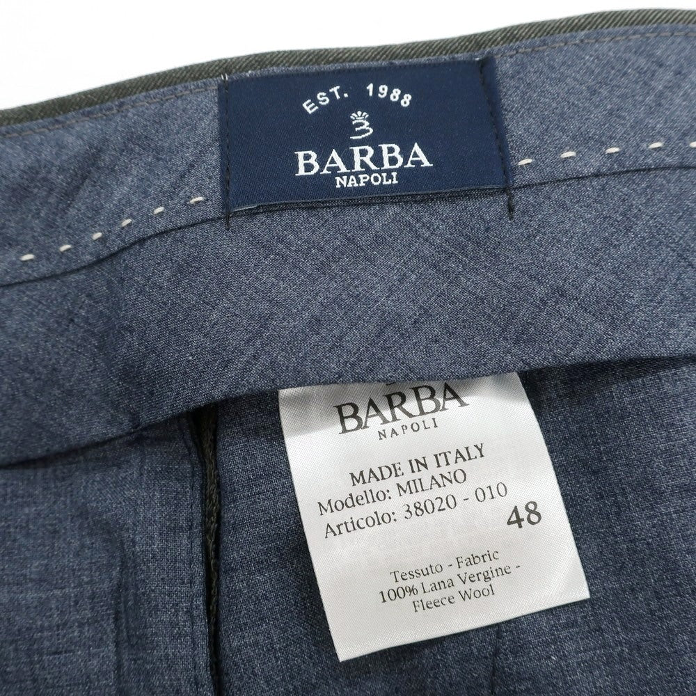 【新品】バルバ BARBA MILANO ウール ドレススラックスパンツ ダークオリーブxブラック【 48 】【 状態ランクN 】【 メンズ 】