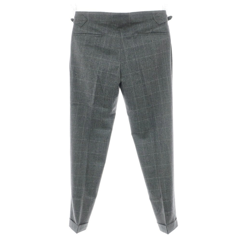 【新品】バルバ BARBA PARMA ウール ウィンドウペンチェック ドレススラックスパンツ グレー【 48 】【 状態ランクN 】【 メンズ 】