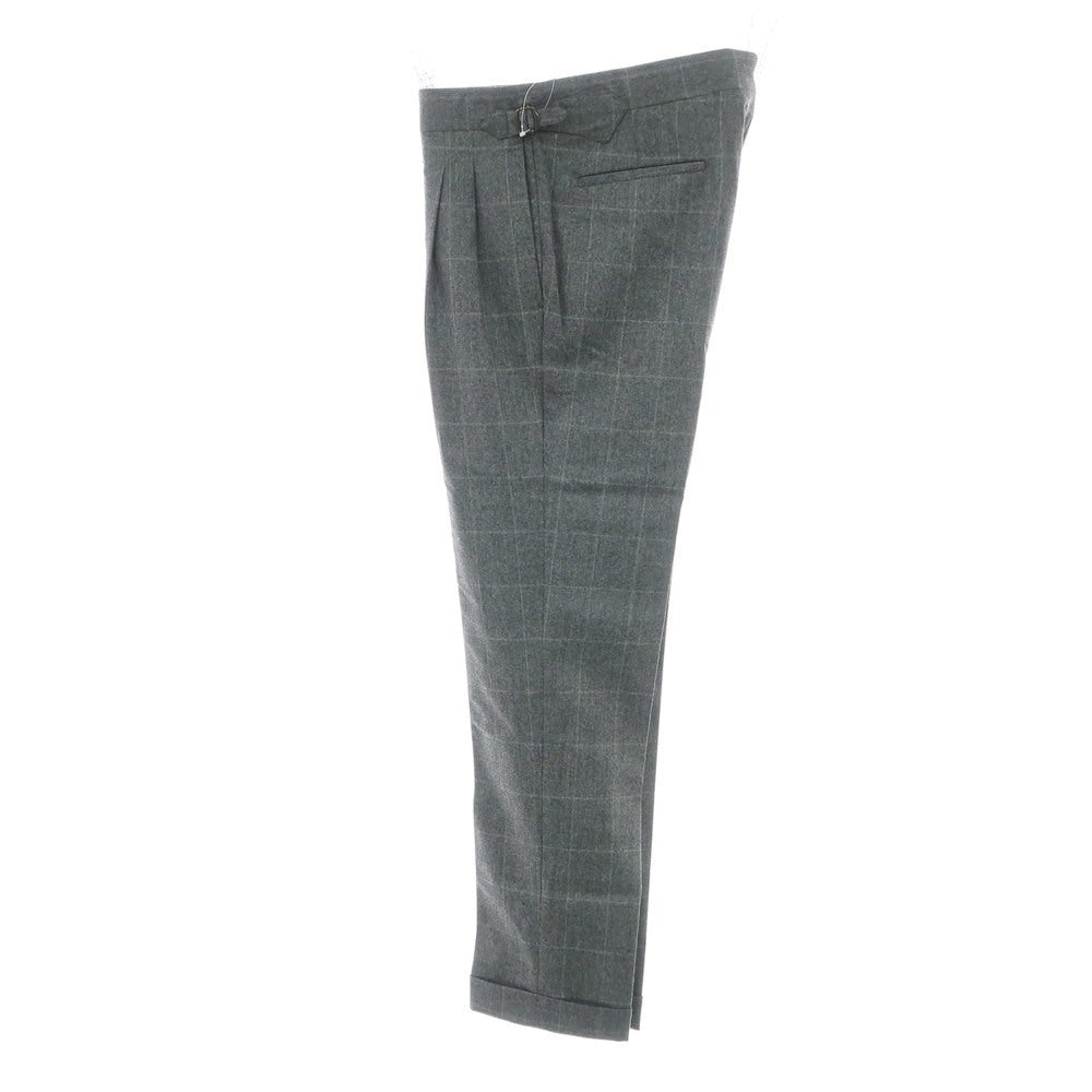 【新品】バルバ BARBA PARMA ウール ウィンドウペンチェック ドレススラックスパンツ グレー【 48 】【 状態ランクN 】【 メンズ 】