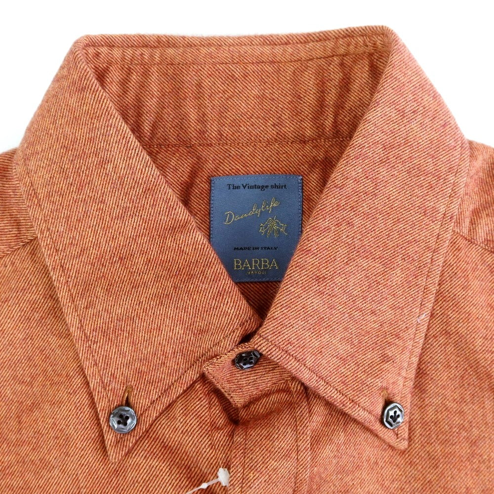 【新品】バルバ ダンディライフ BARBA DANDY LIFE コットンネル カジュアルシャツ オレンジ【 39 】【 状態ランクN 】【 メンズ 】