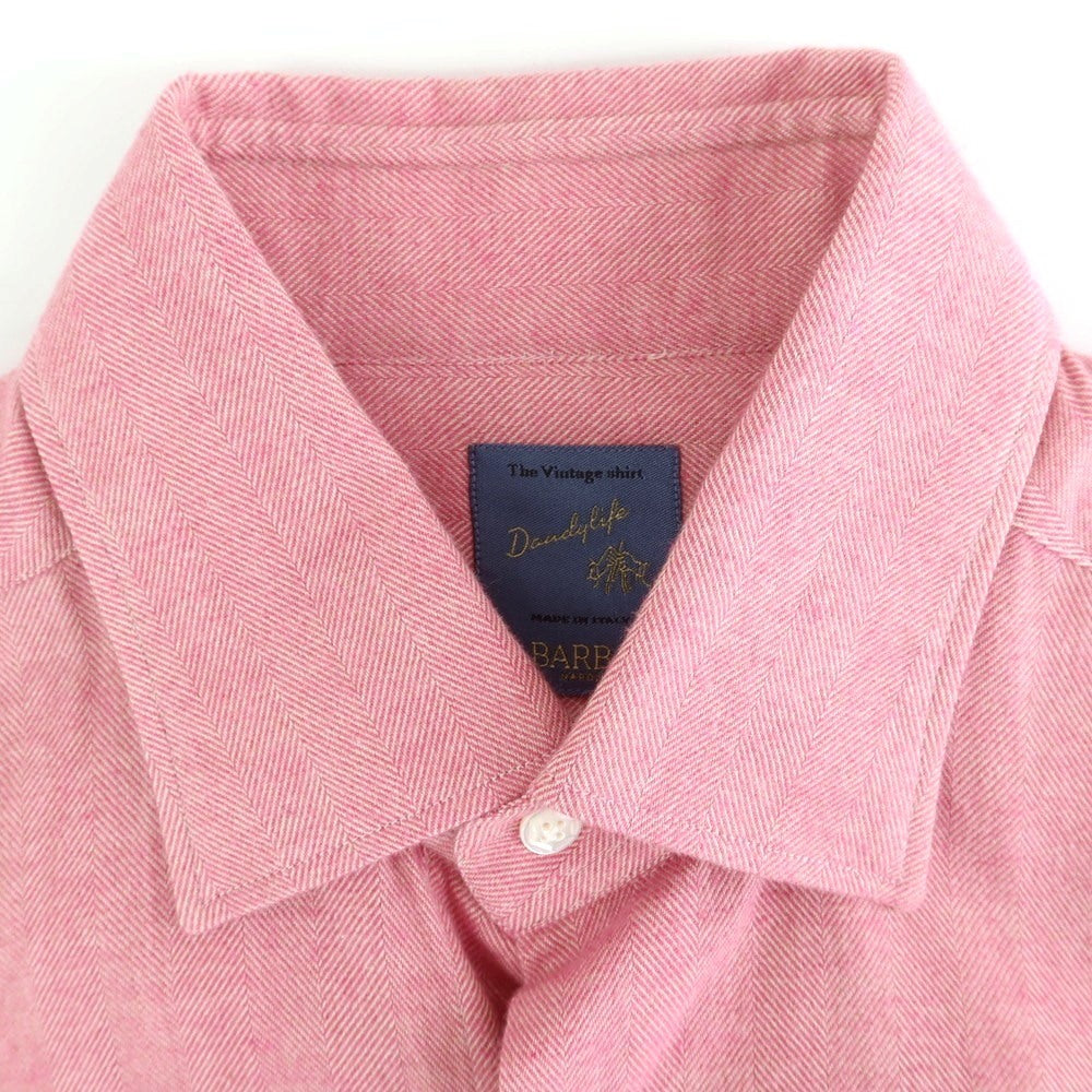 【新品】バルバ ダンディライフ BARBA DANDY LIFE コットンネル カジュアルシャツ ピンク【 39 】【 状態ランクN 】【 メンズ 】