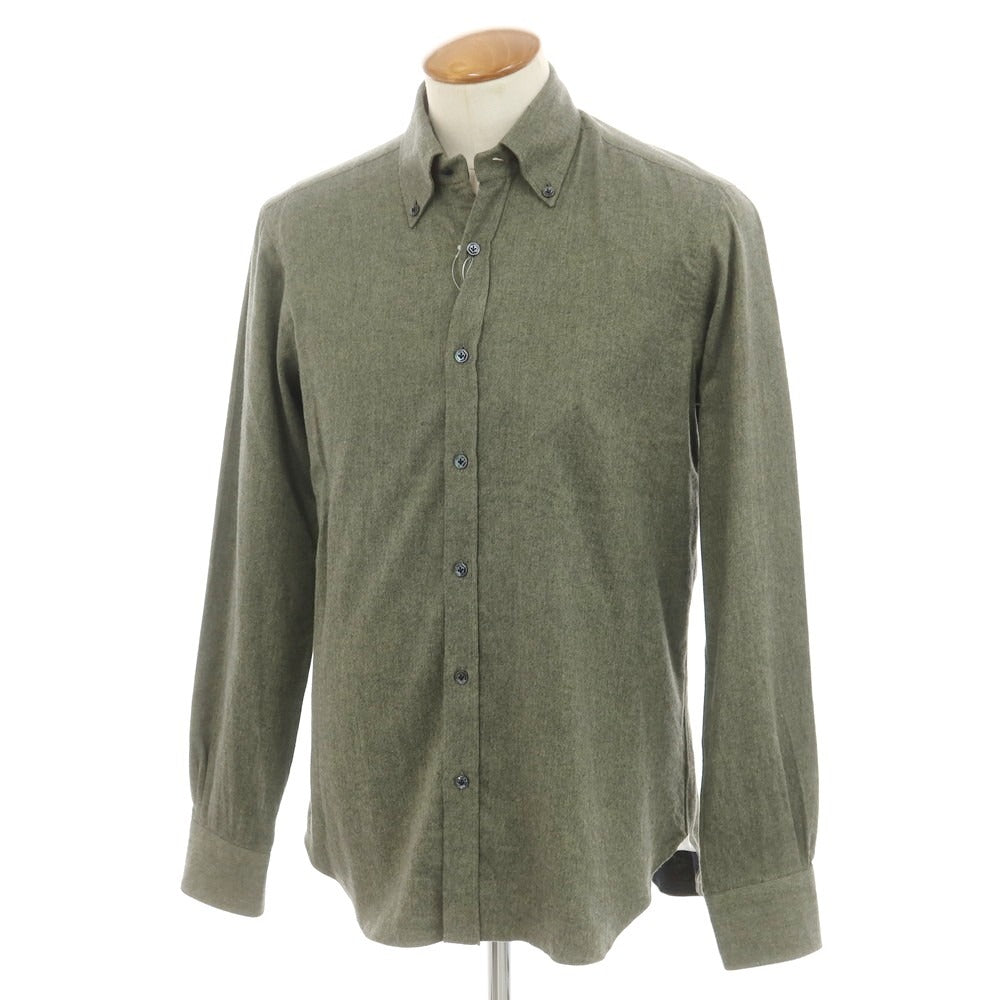 【新品】バルバ ダンディライフ BARBA DANDY LIFE コットンネル カジュアルシャツ オリーブ【 39 】【 状態ランクN 】【 メンズ 】