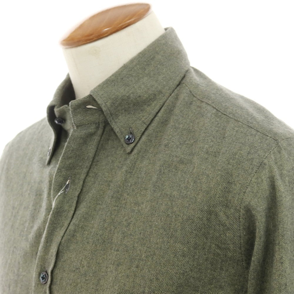 【新品】バルバ ダンディライフ BARBA DANDY LIFE コットンネル カジュアルシャツ オリーブ【 39 】【 状態ランクN 】【 メンズ 】