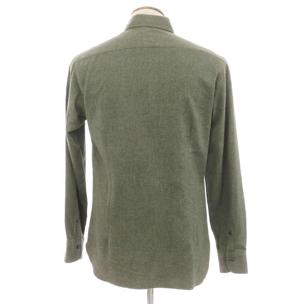 【新品】バルバ ダンディライフ BARBA DANDY LIFE コットンネル カジュアルシャツ オリーブ【 39 】【 状態ランクN 】【 メンズ 】