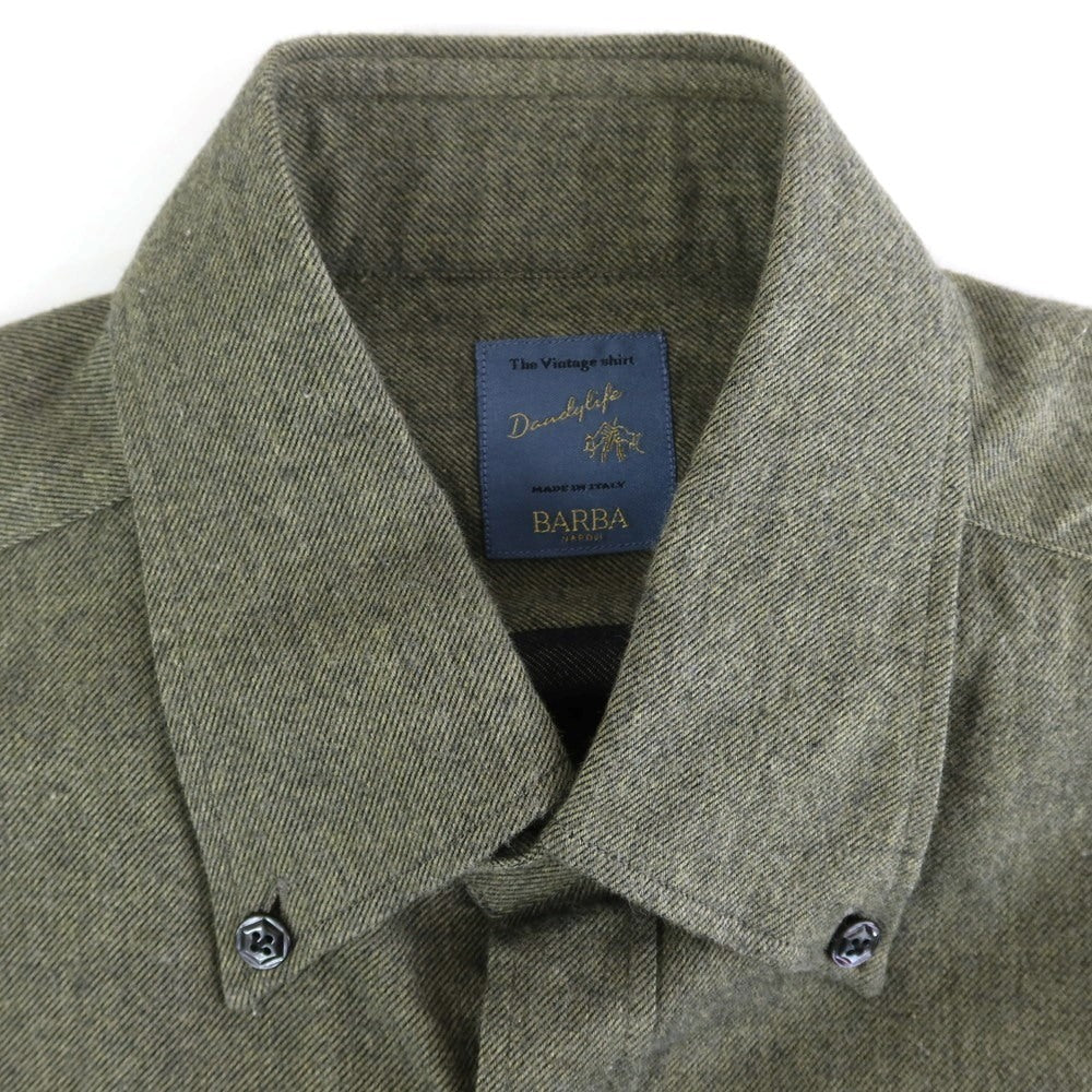 【新品】バルバ ダンディライフ BARBA DANDY LIFE コットンネル カジュアルシャツ オリーブ【 39 】【 状態ランクN 】【 メンズ 】