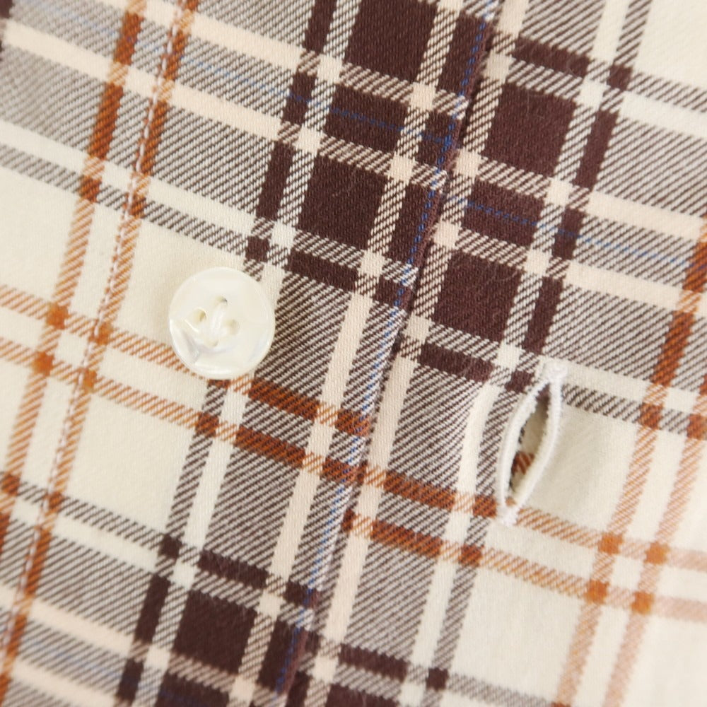 【新品】バルバ ダンディライフ BARBA DANDY LIFE コットン チェック カジュアルシャツ ライトベージュxブラウン【 39 】【 状態ランクN 】【 メンズ 】