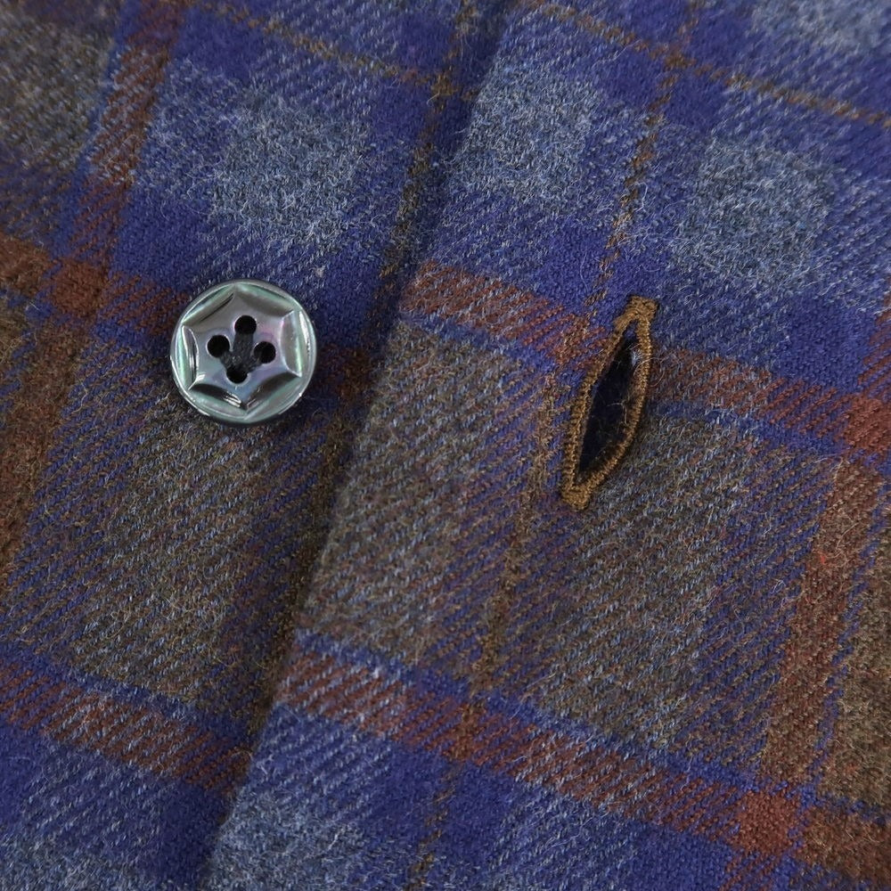 【新品】バルバ ダンディライフ BARBA DANDY LIFE コットンネル チェック カジュアルシャツ ネイビーxカーキ【 39 】【 状態ランクN 】【 メンズ 】