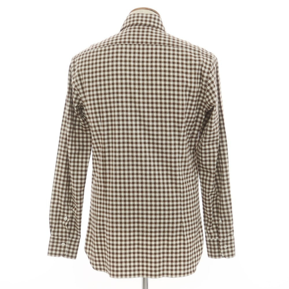【新品】バルバ ダンディライフ BARBA DANDY LIFE コットンネル チェック カジュアルシャツ ブラウンxホワイト【 39 】【 状態ランクN 】【 メンズ 】