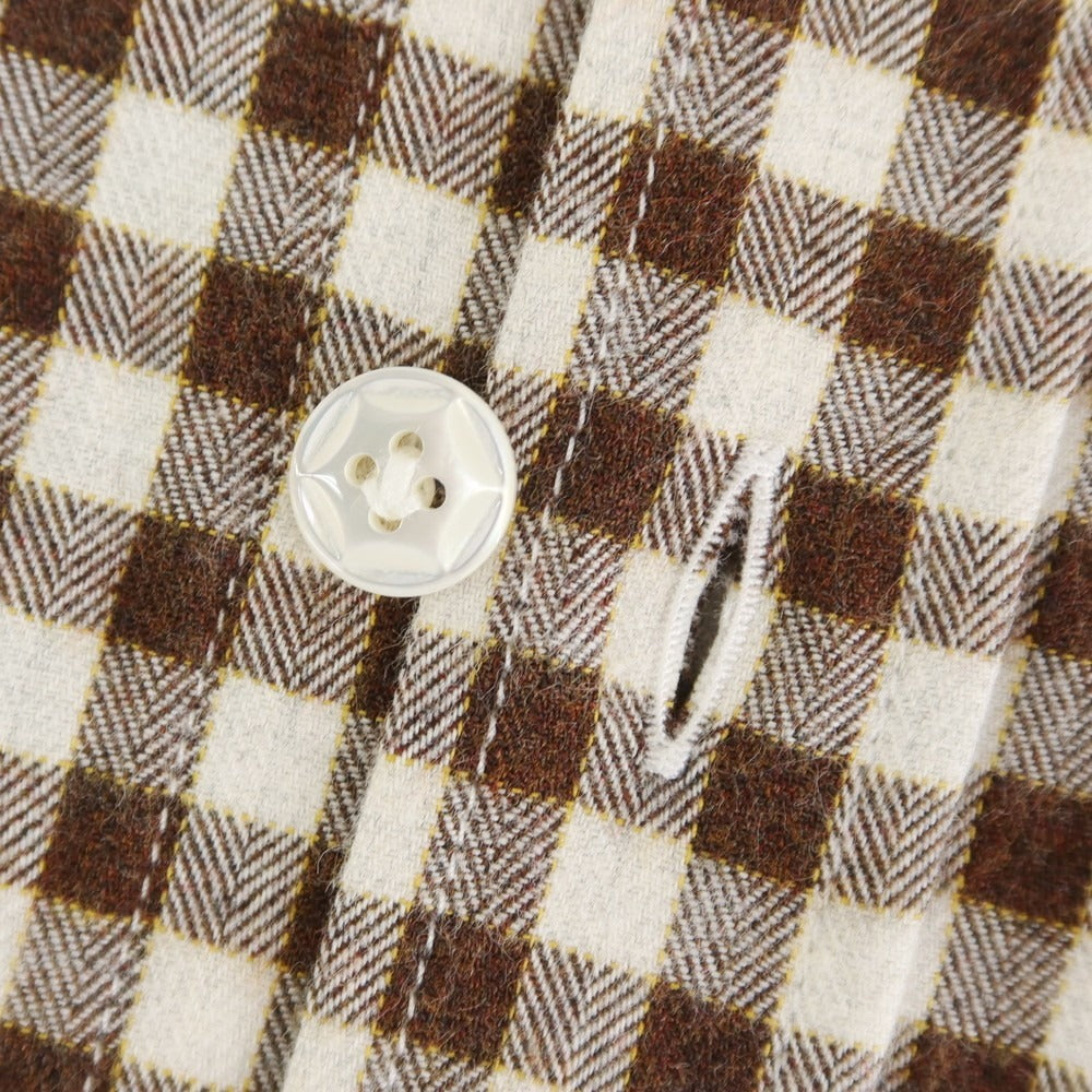 【新品】バルバ ダンディライフ BARBA DANDY LIFE コットンネル チェック カジュアルシャツ ブラウンxホワイト【 39 】【 状態ランクN 】【 メンズ 】