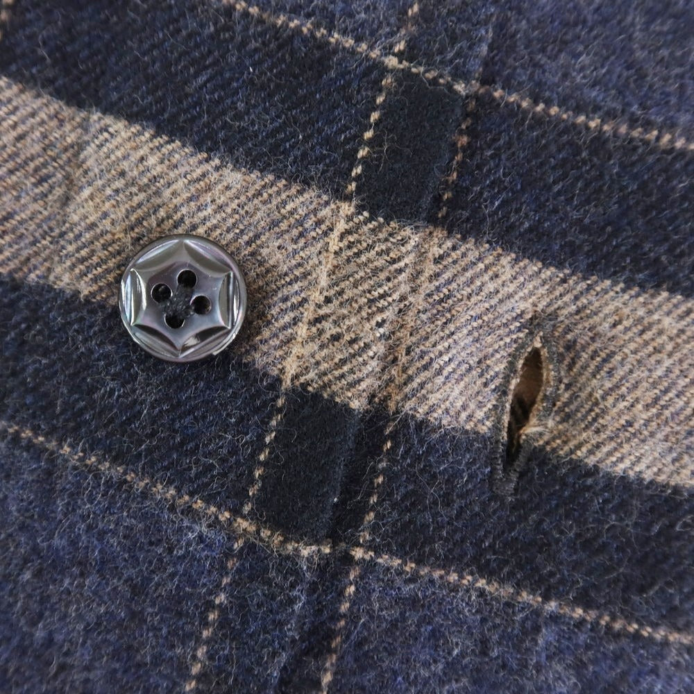 【新品】バルバ ダンディライフ BARBA DANDY LIFE コットンネル チェック カジュアルシャツ ネイビーxベージュ【 39 】【 状態ランクN 】【 メンズ 】