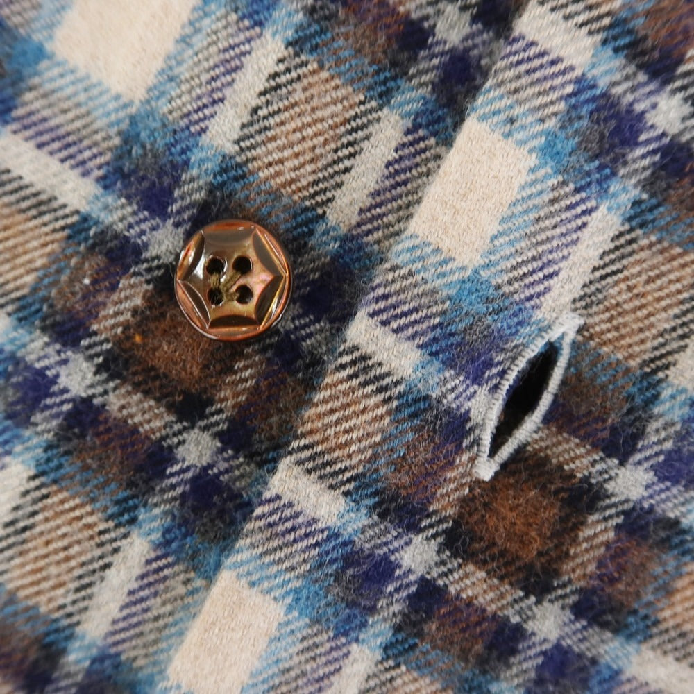 【新品】バルバ ダンディライフ BARBA DANDY LIFE コットンネル チェック カジュアルシャツ ベージュxブラウン【 39 】【 状態ランクN 】【 メンズ 】