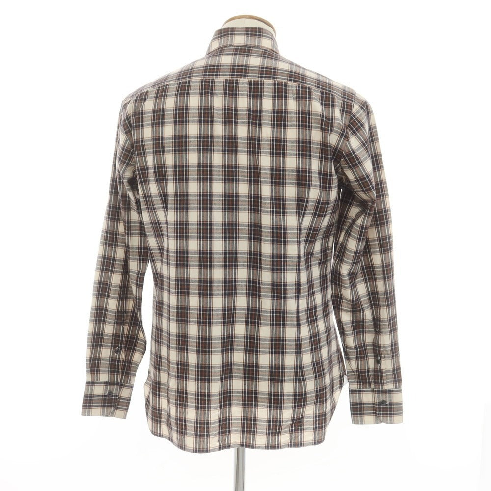 【新品】バルバ ダンディライフ BARBA DANDY LIFE コットン チェック カジュアルシャツ ベージュxネイビー【 39 】【 状態ランクN 】【 メンズ 】