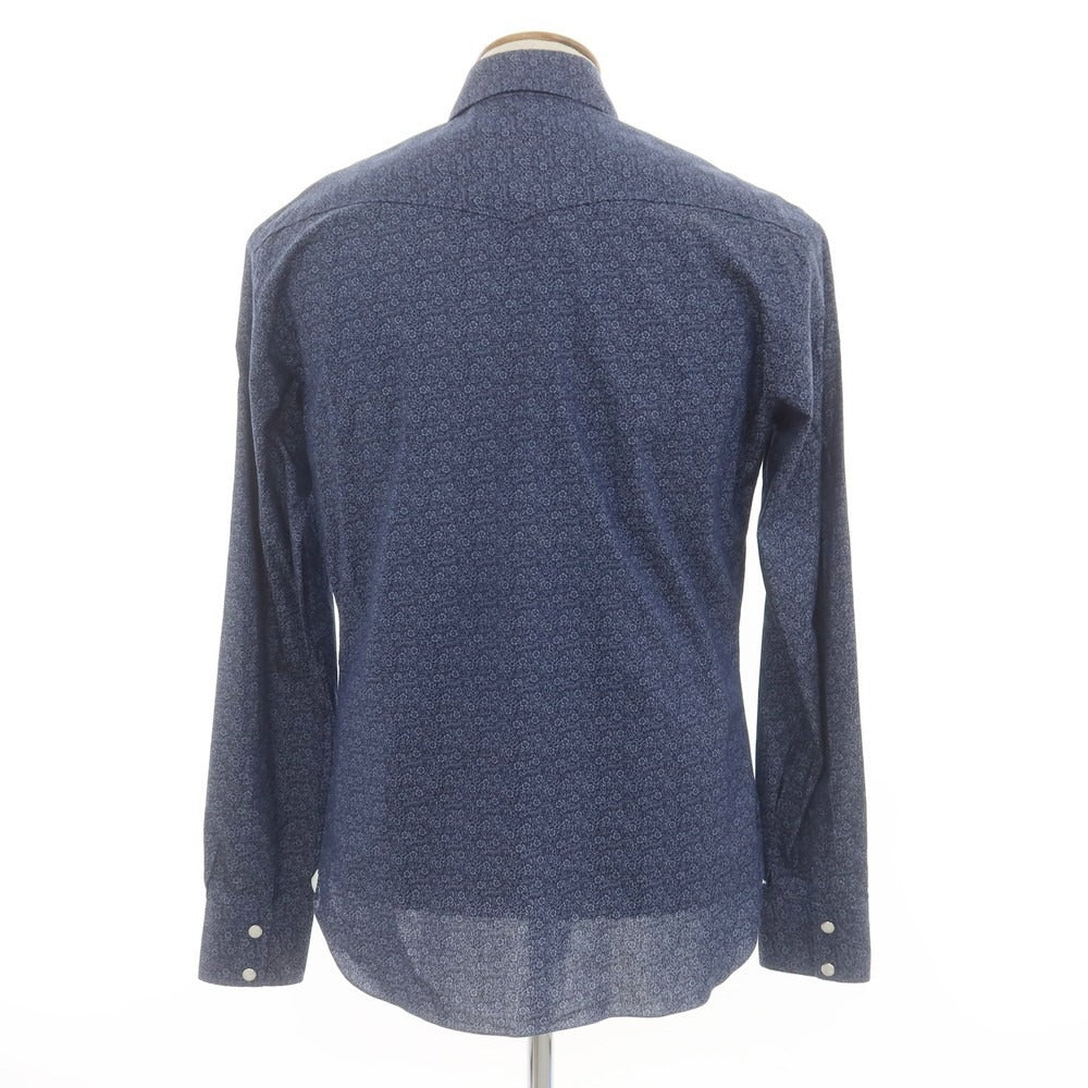 【新品】バルバ ダンディライフ BARBA DANDY LIFE コットン フラワー柄 ウエスタンシャツ ネイビー【 39 】【 状態ランクN 】【 メンズ 】