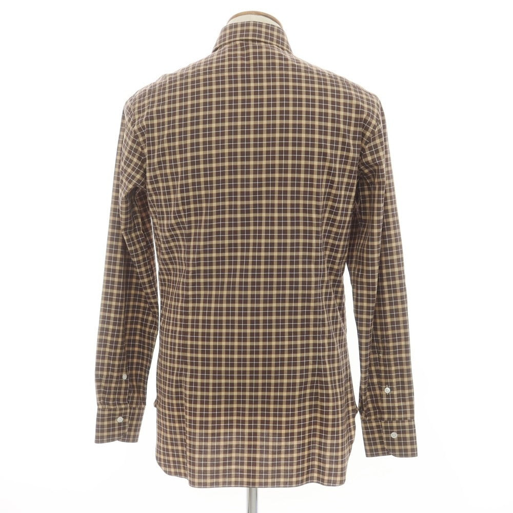 【新品】バルバ BARBA CULTO コットン チェック カジュアルシャツ ブラウンxベージュ【 39 】【 状態ランクN 】【 メンズ 】